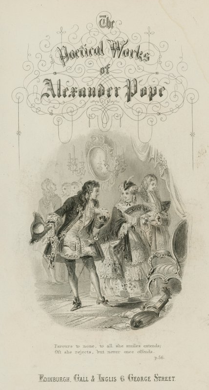 Scen från våldtäkten av låset, av Alexander Pope (gravyr) av Scottish School