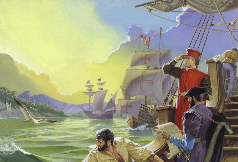 Amerigo Vespucci siktar Amerika av Severino Baraldi