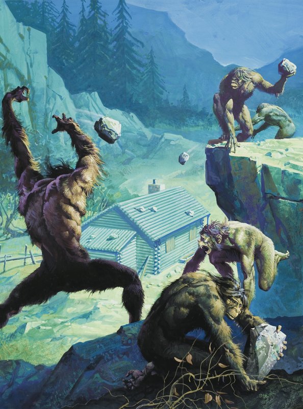 Big Foot, eller legendariska amerikanska människoapor (gouache på papper) av Severino Baraldi