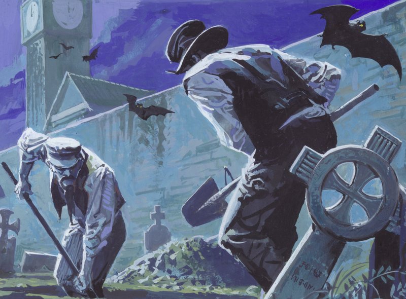 Burke and Hare, Grave Robbers and Murders (gouache på papper) av Severino Baraldi