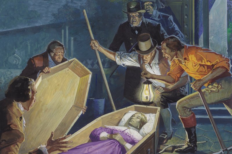 Burke and Hare, Grave Robbers and Murders (gouache på papper) av Severino Baraldi