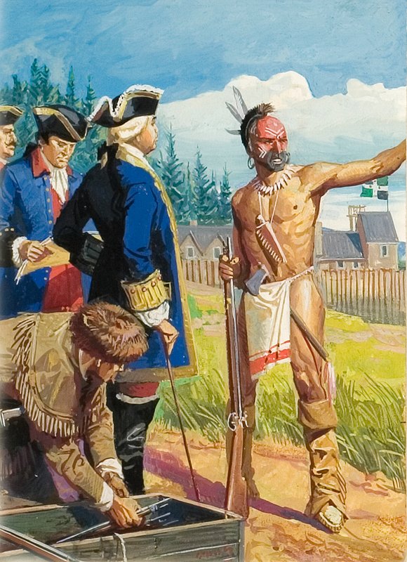 Louis Montcalm i diskussioner med amerikanska indianer av Severino Baraldi