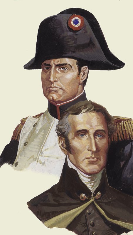 Napoleon och Wellington (gouache på papper) av Severino Baraldi
