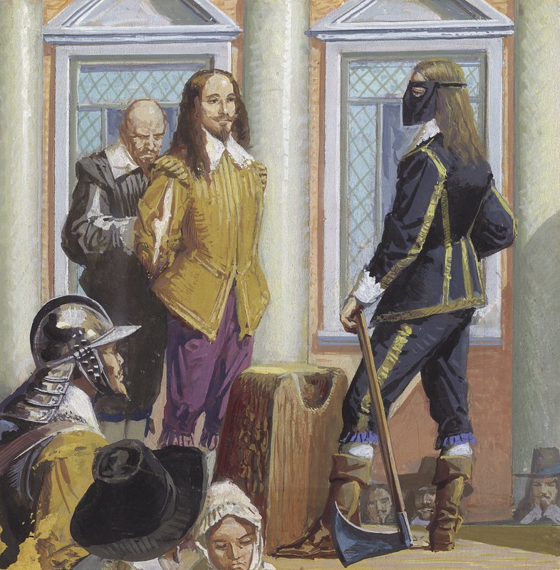 Avrättningen av kung Karl I (gouache på papper) av Severino Baraldi