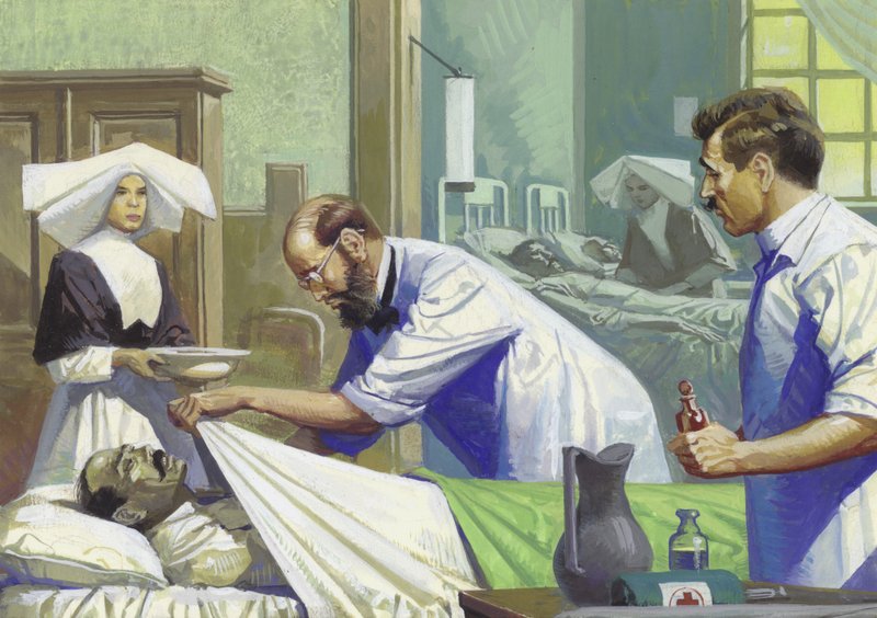Gula febern dödar arbetare vid Panamakanalen (gouache på papper) av Severino Baraldi