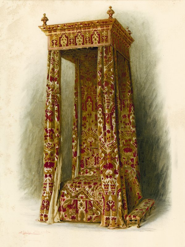 Stoppad säng, Hampton Court Palace (chromolitho) av Shirley Charles Llewellyn Slocombe