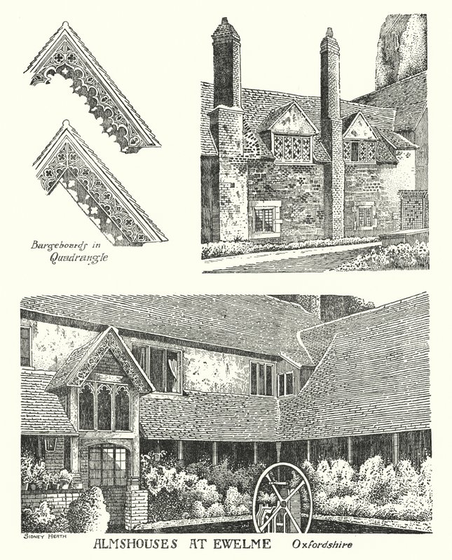 Almshouses i Ewelme, Oxfordshire (gravyr) av Sidney Heath