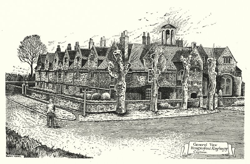 General View, Hungerford Almshouses, Corsham (gravyr) av Sidney Heath