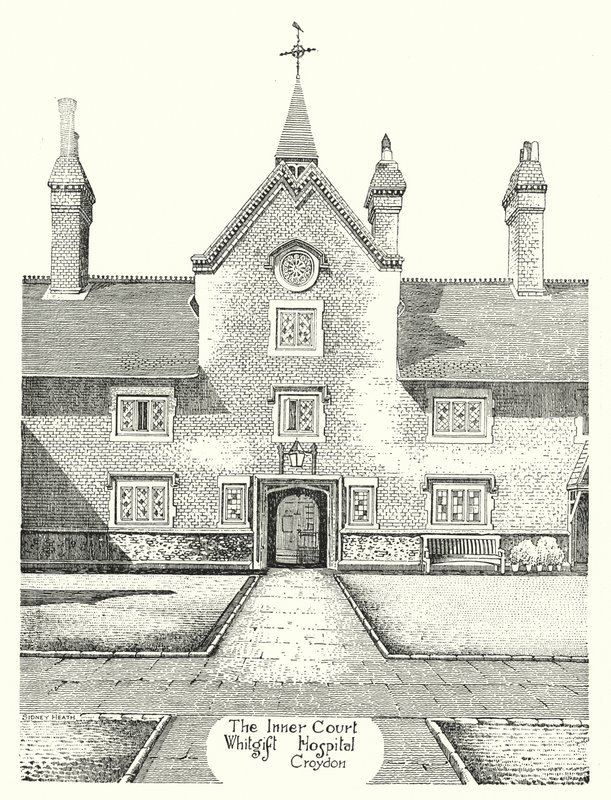The Inner Court, Whitgift Hospital, Croydon (gravyr) av Sidney Heath
