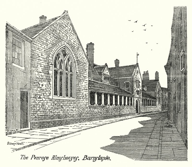 The Penrose Almshouses, Barnstaple (gravyr) av Sidney Heath