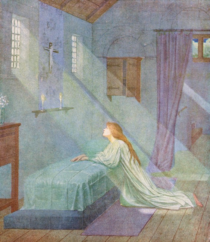 Den gyllene legenden: Elsies bön (färglitografi) av Sidney Meteyard