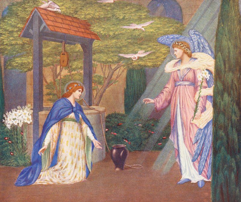 Den gyllene legenden: Maria vid brunnen (färglitografi) av Sidney Meteyard