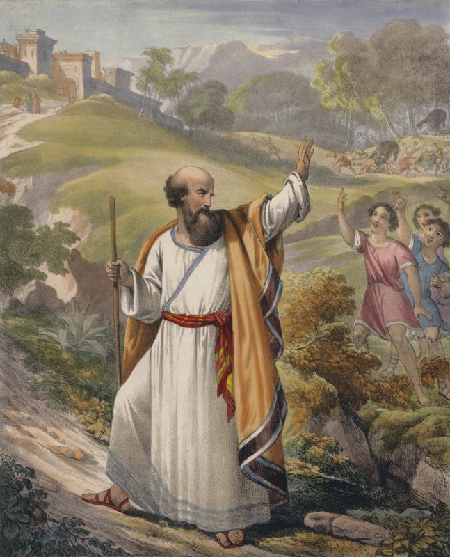 Små barn hånar Elisha av Siegfried Detler Bendixen