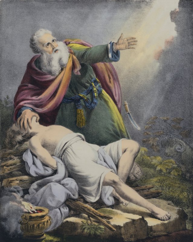 Abraham offrar sin son Isak (färgad gravyr) av Siegfried Detler Bendixen
