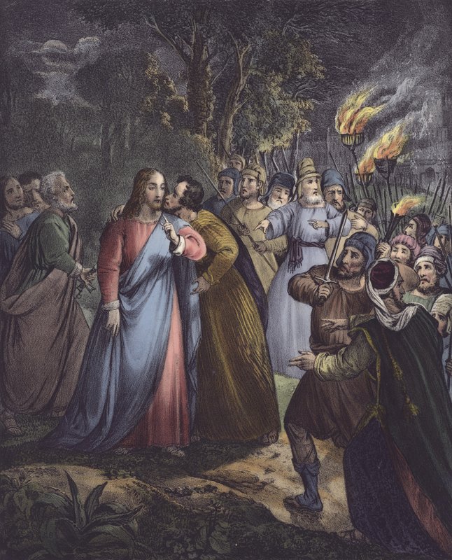 Judas förråder sin herre (färg litho) av Siegfried Detler Bendixen