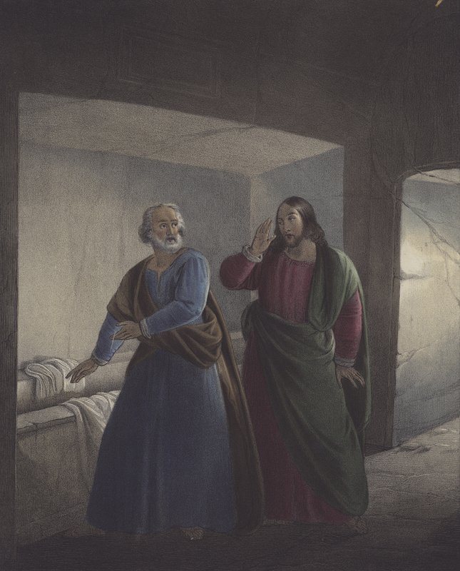 Petrus och Johannes vid graven. Han är uppstånden. av Siegfried Detler Bendixen
