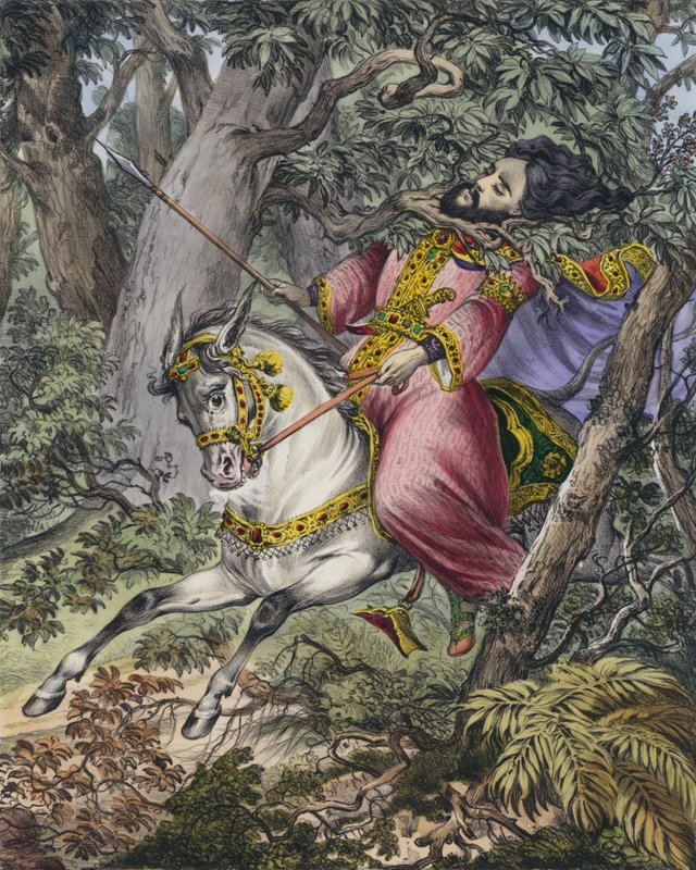 Absoloms död (färgad gravyr) av Siegfried Detler Bendixen