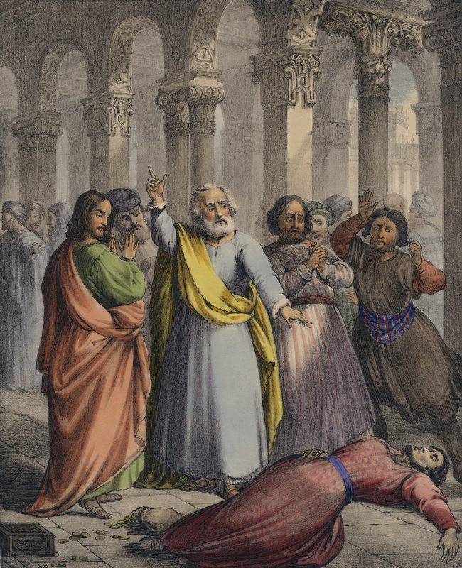 Ananias död (färgad gravyr) av Siegfried Detler Bendixen