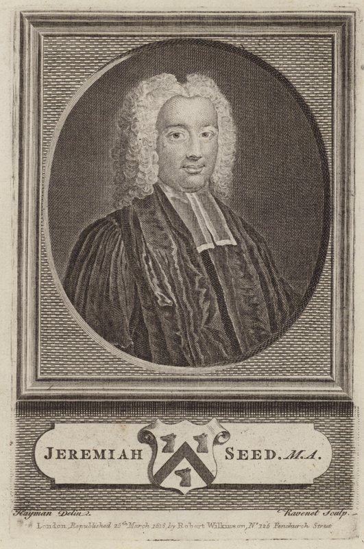 Jeremiah Seed, engelsk präst och akademiker (gravyr) av Simon Francois (after) Ravenet