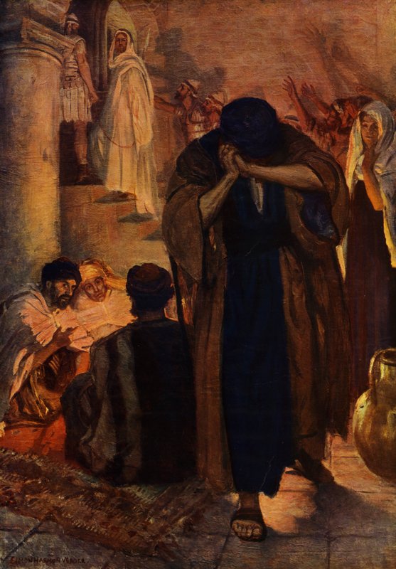 Peters förnekelse (färg litho) av Simon Harmon (after) Vedder