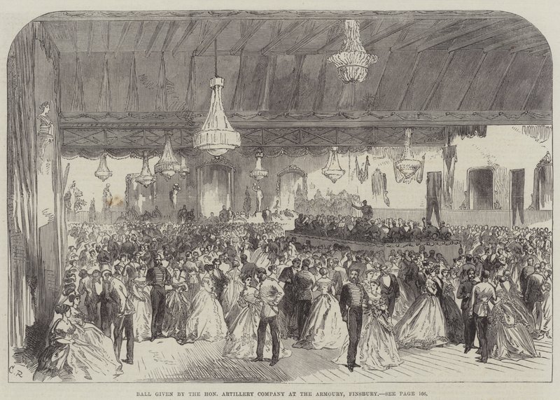 Boll ges av Honorable Artillery Company vid Armoury, Finsbury av Sir John Charles Robinson