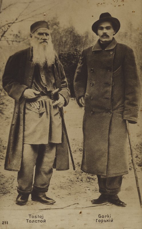 Ryska författarna Leo Tolstoj och Maxim Gorkij, 1900 av Sophia Andreevna Tolstaya