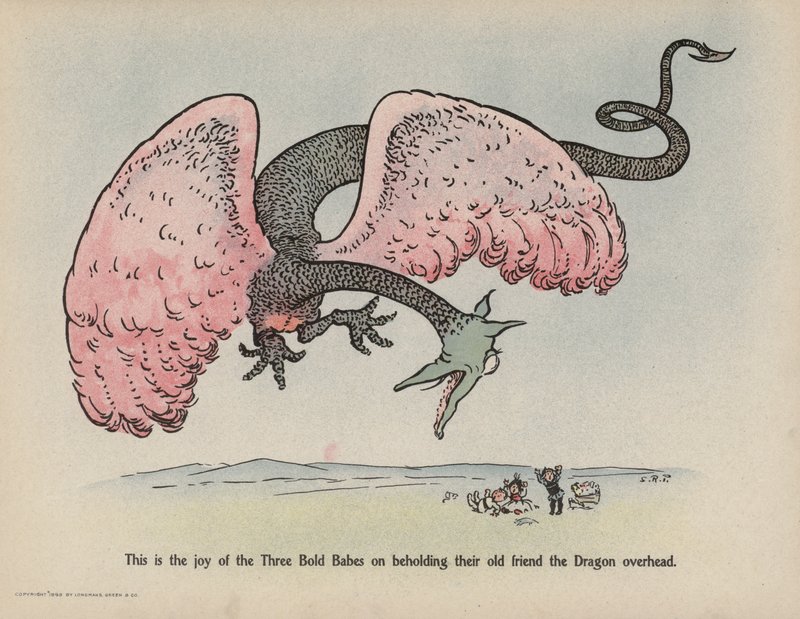 Illustration till Further Doings of the Three Bold Babes (färglitografi) av Sophia Rosamond Praeger