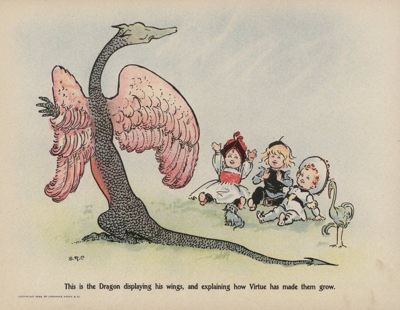 Illustration till Further Doings of the Three Bold Babes (färglitografi) av Sophia Rosamond Praeger