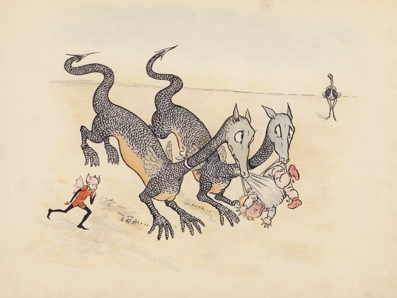 Illustration till Little Twin Dragons av S Rosamond Praeger (färglitografi) av Sophia Rosamond Praeger