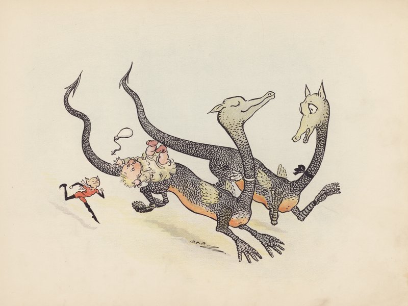 Illustration till Little Twin Dragons av S Rosamond Praeger (färglitografi) av Sophia Rosamond Praeger