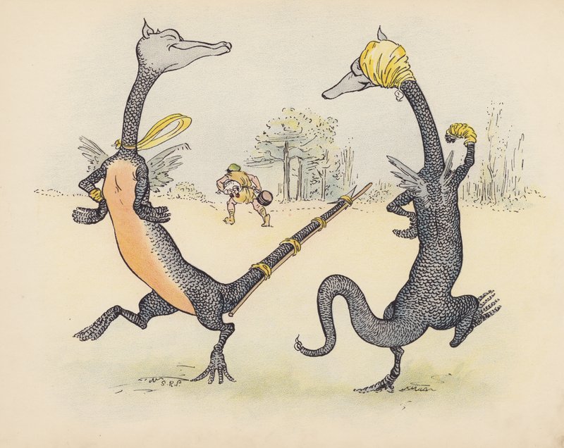 Illustration till Little Twin Dragons av S Rosamond Praeger (färglitografi) av Sophia Rosamond Praeger