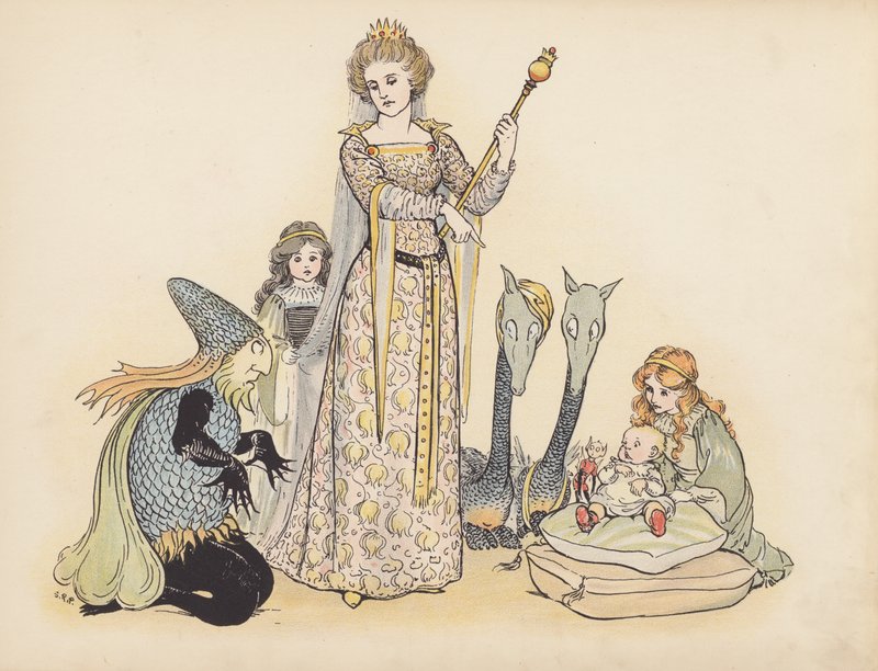 Illustration till Little Twin Dragons av S Rosamond Praeger (färglitografi) av Sophia Rosamond Praeger