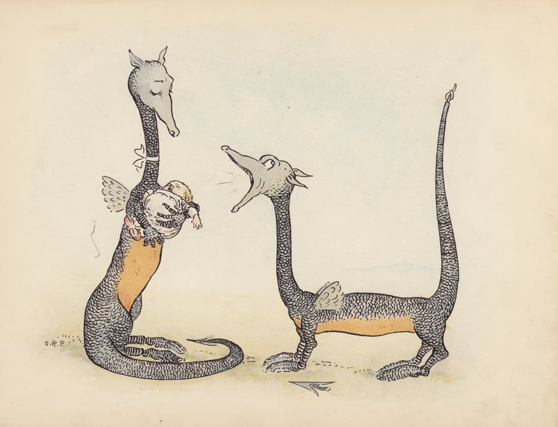Illustration till Little Twin Dragons av S Rosamond Praeger (färglitografi) av Sophia Rosamond Praeger