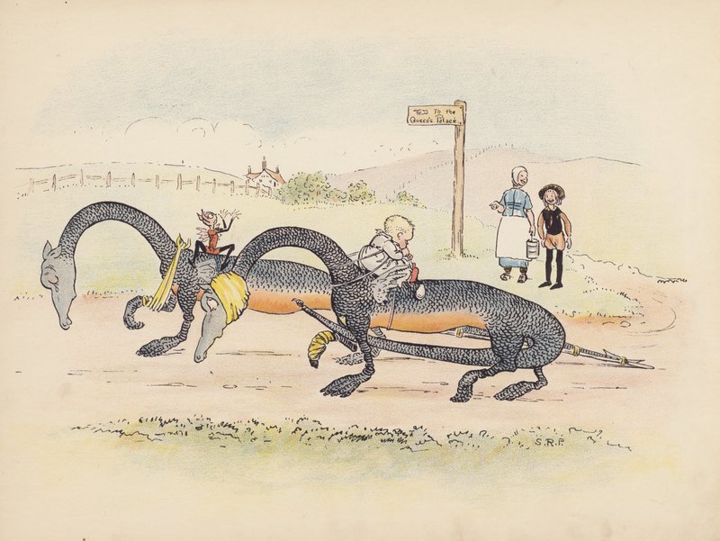 Illustration till Little Twin Dragons av S Rosamond Praeger (färglitografi) av Sophia Rosamond Praeger