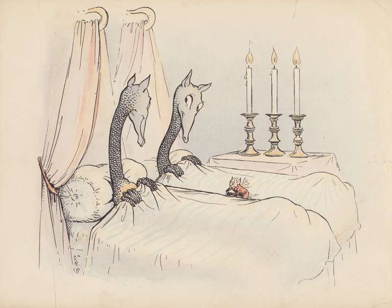 Illustration till Little Twin Dragons av S Rosamond Praeger (färglitografi) av Sophia Rosamond Praeger