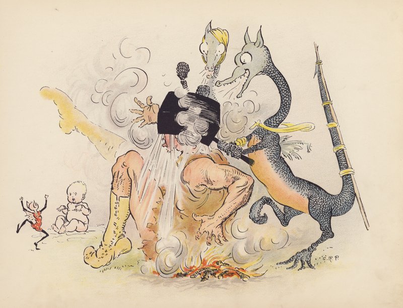 Illustration till Little Twin Dragons av S Rosamond Praeger (färglitografi) av Sophia Rosamond Praeger