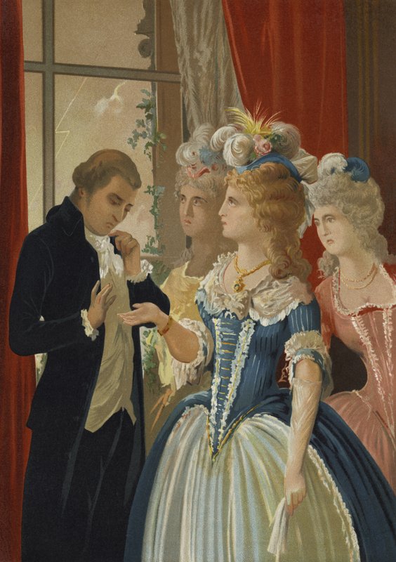 Alessandro Cagliostro och Marie Antoinette på Petit Trianon, Versailles av Spanish School