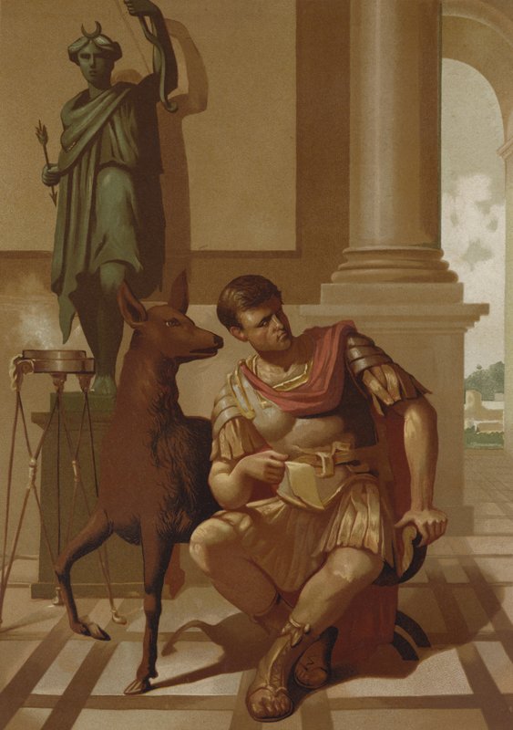 Quintus Sertorius och hans fawn av Spanish School