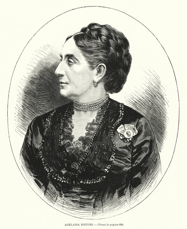 Adelaide Ristori, italiensk skådespelerska (litho) av Spanish School