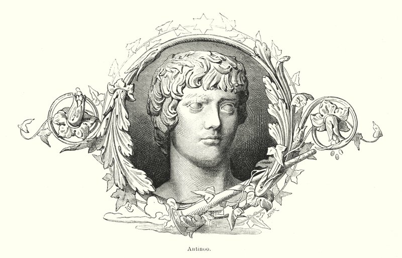 Antinös, bitnisk grekisk ungdom och favorit hos den romerske kejsaren Hadrianus (litho) av Spanish School