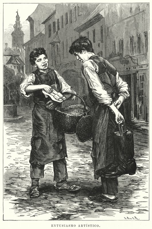 Konstnärlig entusiasm (litho) av Spanish School