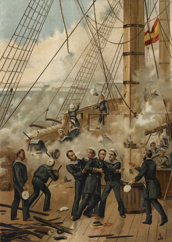 Slaget vid Callao, Peru, 1866 av Spanish School