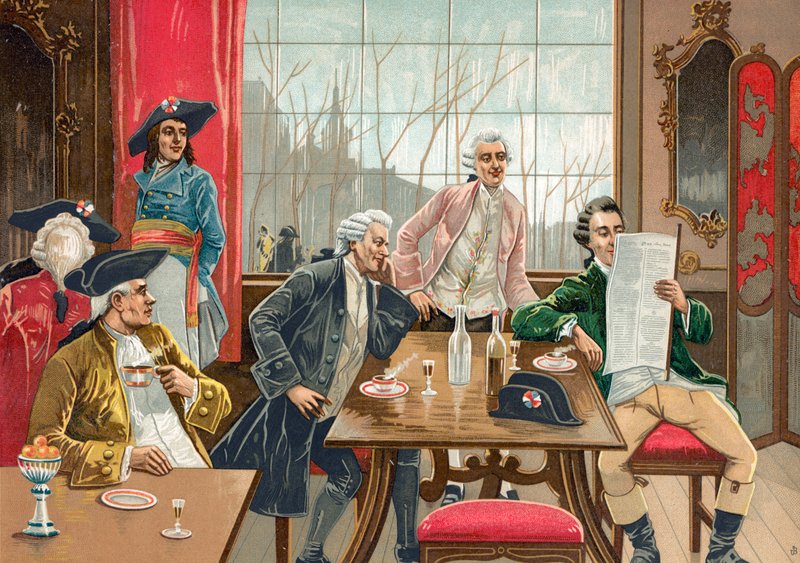 Café i Paris under den franska revolutionens tid av Spanish School