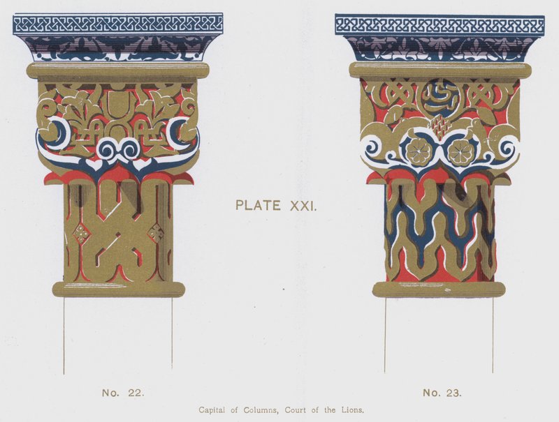 Columns Capital, Lions Court (color litho) av Spanish School