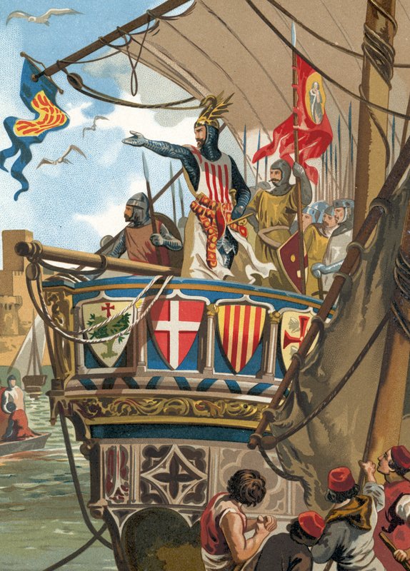 Jaime I av Aragon lämnar för erövringen av Mallorca av Spanish School