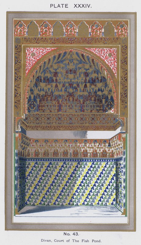 Divan, Court of The Fish Pond (färg litho) av Spanish School