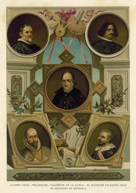 Berömda spanska historiska figurer från 1600-talet av Spanish School