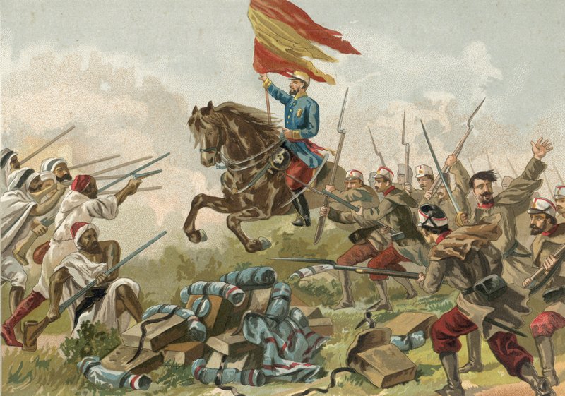 General Prims hjältemod i Castillejos, Marocko, 1859 av Spanish School