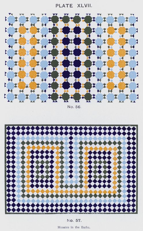 Mosaik i badet (färg litho) av Spanish School