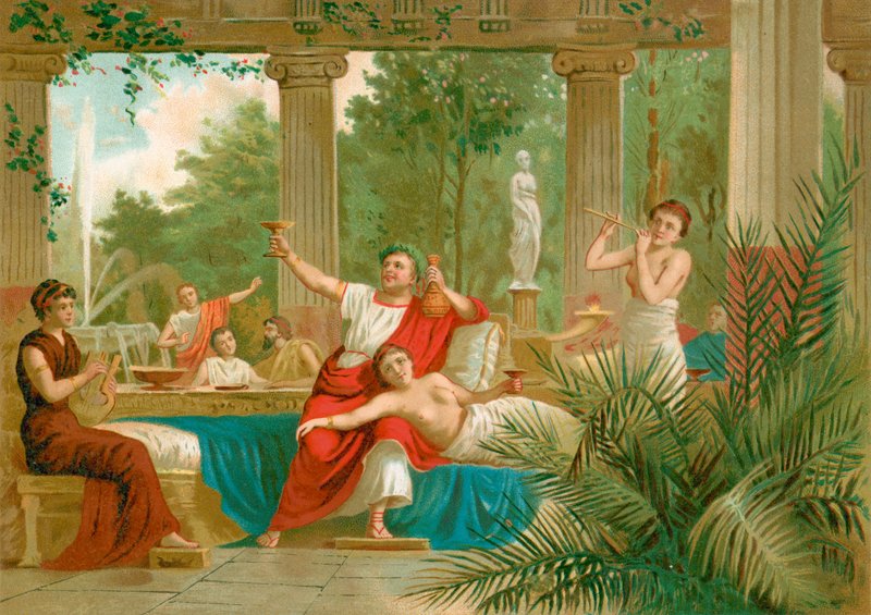 Nero i en bachanalisk scen av Spanish School